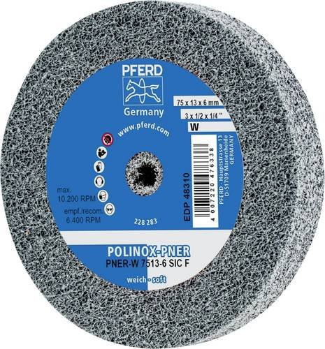 PFERD POLINOX verpresstes Vlies-Rad PNER Weich SIC Fein für Finish, Farbe: Grau, Durchmesser: 75 mm, Breite: 13 mm, Bohrung-Ø: 6 mm - Bild 1