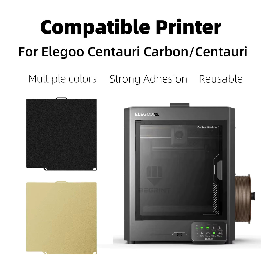 Elegoo Centauri Carbon PEI Bauplatte aus Federstahl in Schwarz, B: 27,1 cm, T: 26 cm - Bild 2