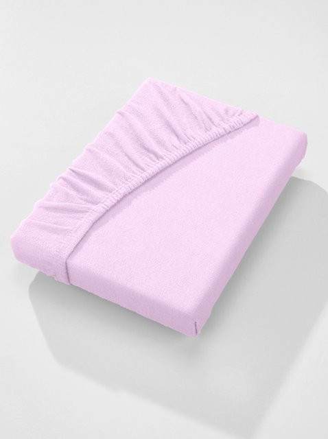 Biberna Spannbetttuch aus Frottee, bügelfrei, Farben: Pink und Purple, B/T/H: 120 x 22 x 6 cm - Bild 1