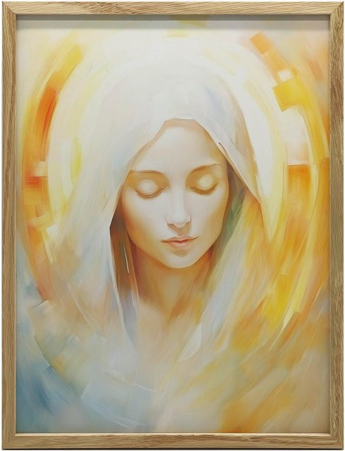 Maria Göttliche Gegenwart der Mutter Wandbild im schwarzen Aluminiumrahmen, B: 30 cm, H: 40 cm - Bild 1