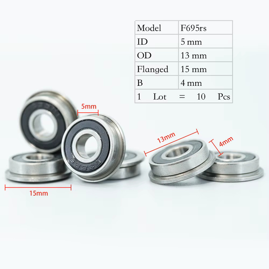 FUSHI F695 2RS Flansch Kugellager ABEC-7 in Silber, 10 Stück, Maße: 5 x 13 x 4 mm, passend für VORON Mobius 2/3 2/4 3D Drucker - Bild 2
