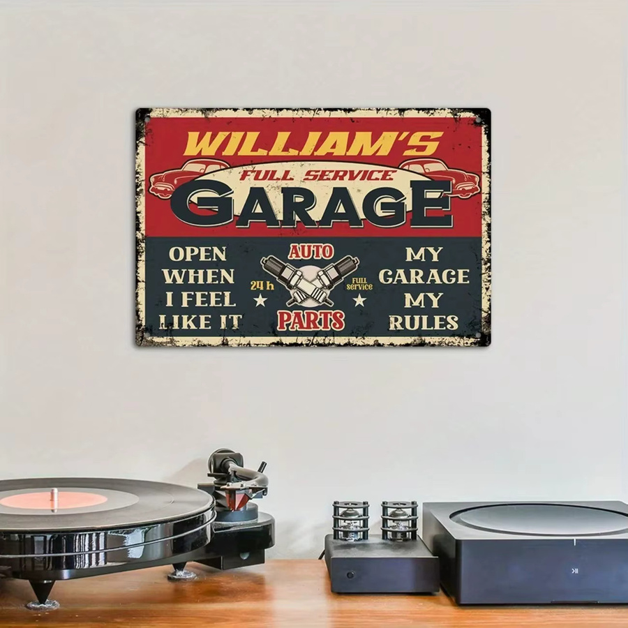 Personalisierbares Metallschild Hello Young My Garage My Rules in Weiß für Garage, Bar oder Männerhöhle - Bild 2