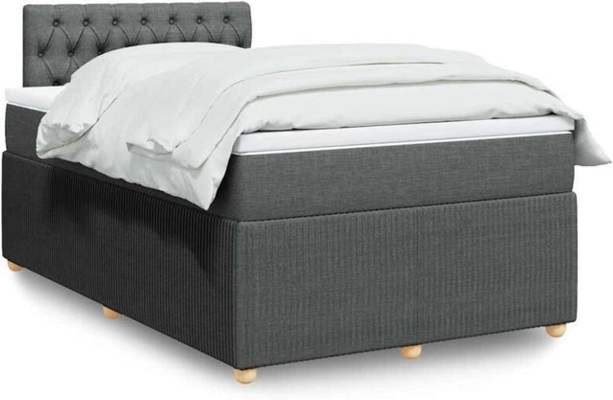 vidaxl Boxspringbett mit Matratze aus Stoff in Dunkelgrau B/T/H: 200 x 120 x 100,5 cm - Bild 1