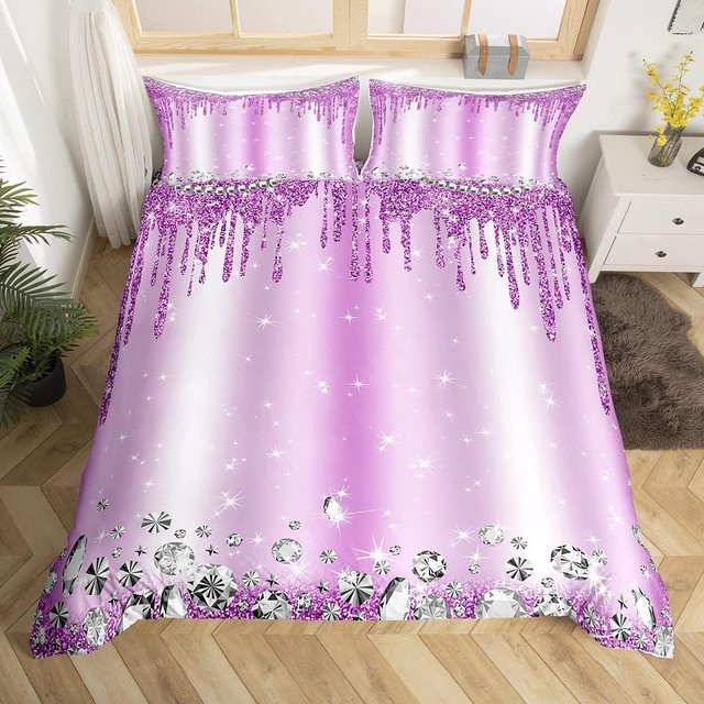 Flylo 3-teiliges Bettwäscheset Silber Glitzer Design für Kinder und Teenager, B/H: 135 x 200 cm - Bild 1