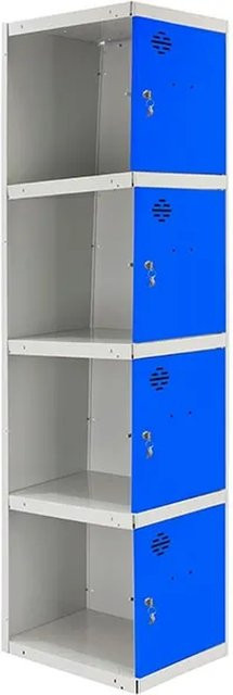 PROREGAL Spind AMEGO Anbaumodul mit 4 Abteilen, Schließfach Garderobe, Grau-Blau, H x B x T: 180 x 40 x 50 cm - Bild 1