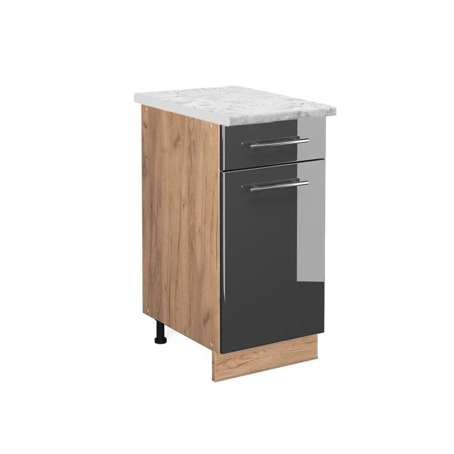 Vicco Küchenunterschrank Fame-Line in Anthrazit Hochglanz und Goldkraft Eiche mit Soft-Close-Türen, B/T/H: 40 x 60 x 82 cm - Bild 2