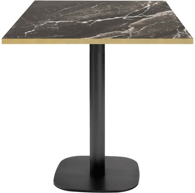 RestooTab Tisch Round quadratisch mit schwarz-brauner Platte und messingfarbenen Kanten, B/T/H: 70 x 70 x 75 cm - Bild 1