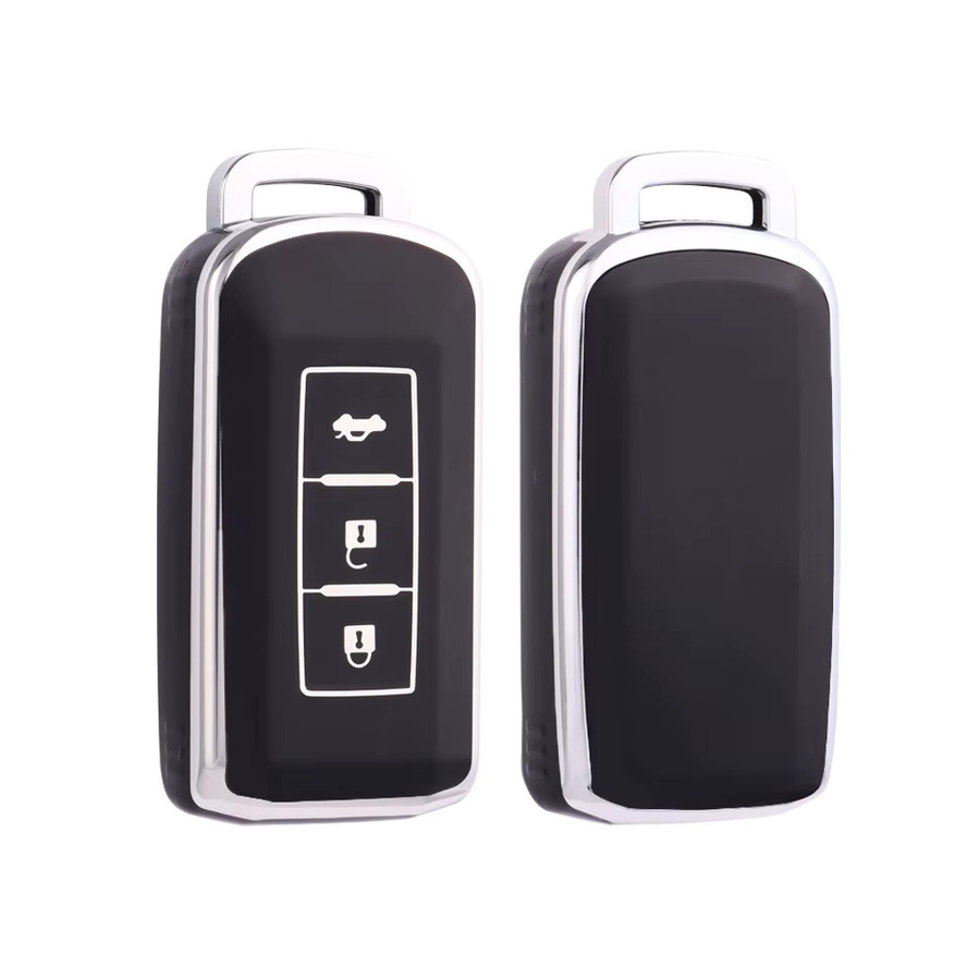 SZER TPU Auto-Fernschlüsselhülle für Mitsubishi Outlander ASX Pajero LANCER Sport Eclipse, 3-Tasten Smart Keyless Zubehör, Schwarz - Bild 3