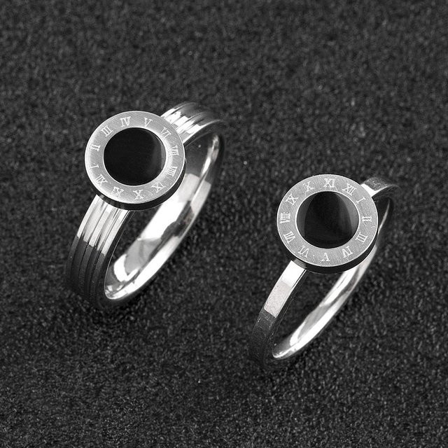 Ring Titanstahl, Römische Ziffern, Schwarz, Unisex, Größe 8 - Bild 1