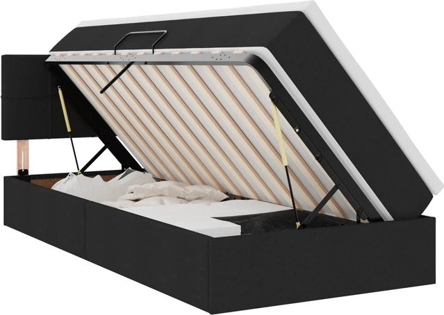 vidaXL Aufbewahrungsbett mit Matratze in Schwarz, modernes Bett mit Lift-up-Funktion, B/T/H: 90 x 203 x 78 cm - Bild 1