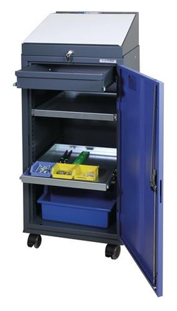 Tecwerk Werkzeugschrankset mit Pultaufsatz in Anthrazitgrau und Taubenblau, H: 131 cm, B: 50 cm, T: 50 cm
