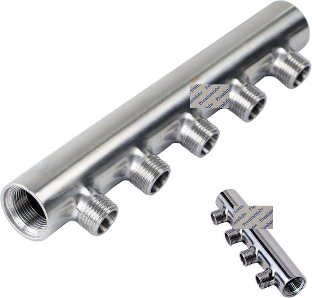 Premintehdw Rohrverteiler aus Edelstahl für Fußbodenheizungssysteme und Sanitärarmaturen, Farbe: Silber - Bild 1