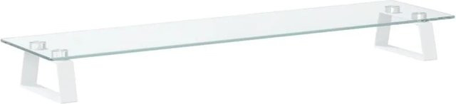 vidaXL Monitorständer aus Hartglas und Metall in Weiß, B/T/H: 80 x 20 x 8 cm - Bild 1