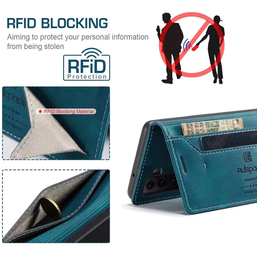 Samsung Wallet Flip Cover Ledertasche für S25 Edge S22 Ultra S21 FE S20 S10 S9 S8 Plus A53 A33 A13 A52S A42 A32 A22 A12 A71 A51 in Schwarz - Bild 4
