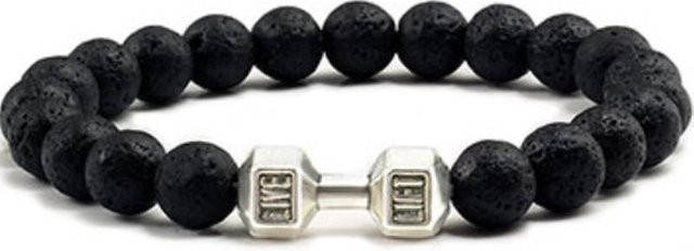 Armband, Schwarzer Vulkanischer Lavastein, Schwarz, Unisex - Bild 1