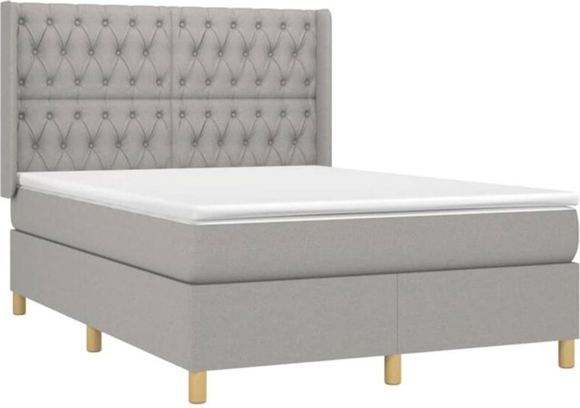Vidaxl Boxspringbett mit Matratze in Grau und Weiß aus Stoff, B/T: 140 x 200 cm - Bild 1