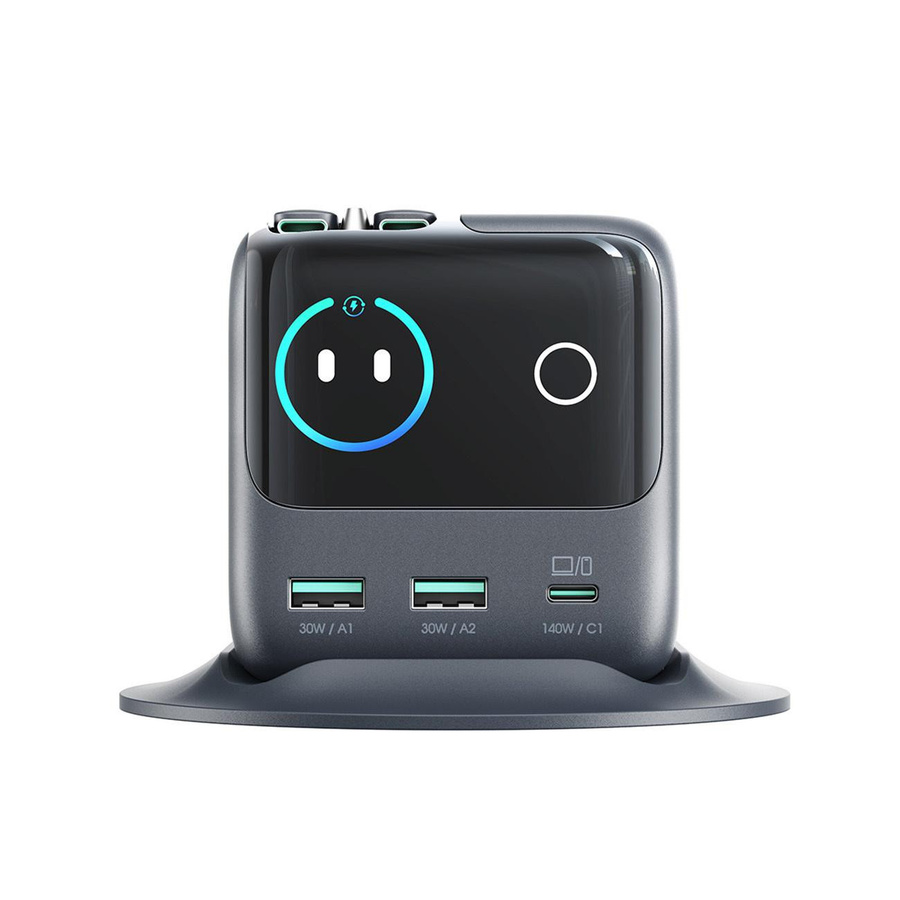 Joyroom Podix JR-TRD01 Ladestation mit 140W GaN und 5 Ports inklusive 2 einziehbarem USB-C Kabel, Grau - Bild 2