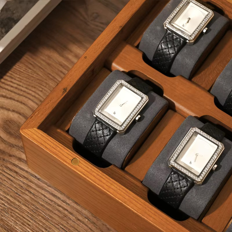 MISHITU Holz Uhren-Organizer zur Aufbewahrung von Armbanduhren und Schmuck in Beige oder Braun - Bild 4