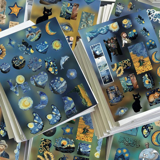 8 Stück Van Gogh Aufkleber mit künstlerischen Retro-Gemälden, wasserfeste Dekoration in Mehrfarbig von BulingBulingStickers Store - Bild 1