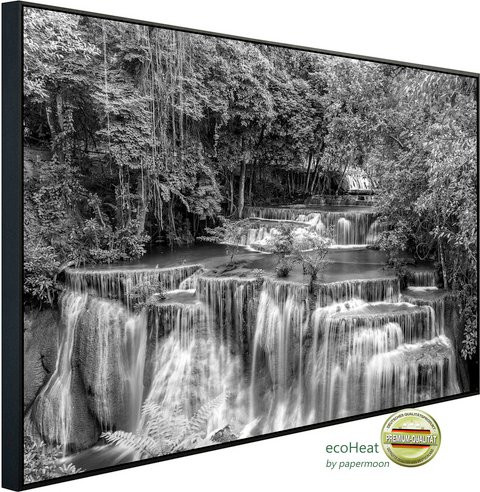 papermoon Infrarotheizung EcoHeat Wasserfall im Wald mit Matt-Effekt in Bunt und Grau, App-Steuerung und Überhitzungsschutz - Bild 1