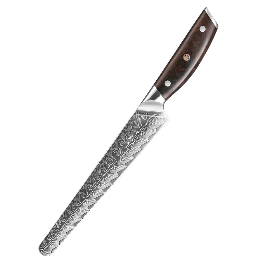 MOSTODOZO Brotmesser aus 67-lagigem Damaszener Stahl mit Holzgriff, 21,59 cm - Bild 7