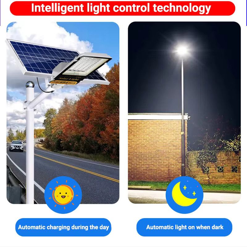 YQCHEZI Solar-Straßenlaterne 200 W aus Aluminium mit Fernbedienung und wasserdichtem Design für den Außenbereich - Bild 3