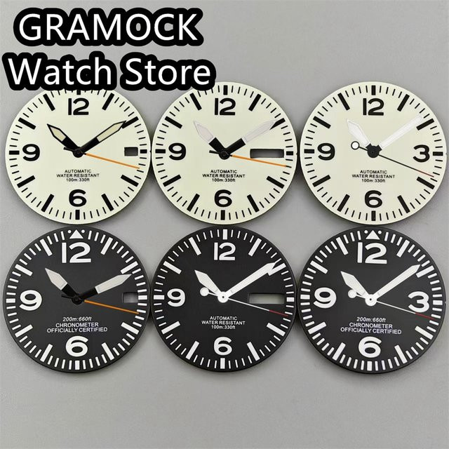 GRAMOCK Zifferblatt, Pilotenzifferblatt, 29 mm, Schwarz, Unisex - Bild 1