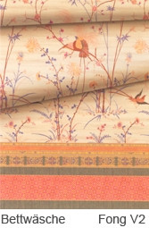 Bassetti Mako-Satin Kissenhülle BW FONG V2 Beige mit Reißverschluss und floralem Design, B/H: 40 x 40 cm - Bild 1