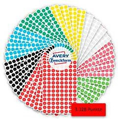 Avery Zweckform Klebepunkte Set 59994, 3328-teilig, beschreibbar und selbstklebend, Multicolor, Durchmesser: 8 mm - Bild 1