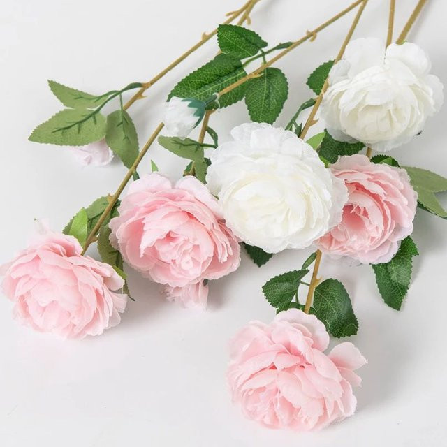 TTCY Künstliche Rosen Bouquet mit langem Stiel in Orange und Pink für Dekoration, Hochzeit und Valentinstag - Bild 1