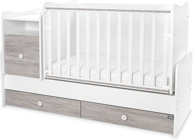 Lorelli Babybett Trend Plus Kinderbett mit Schreibtisch und Schubladen in Weiß und Grau, B/T/H: 160 x 70 x 0 cm - Bild 1