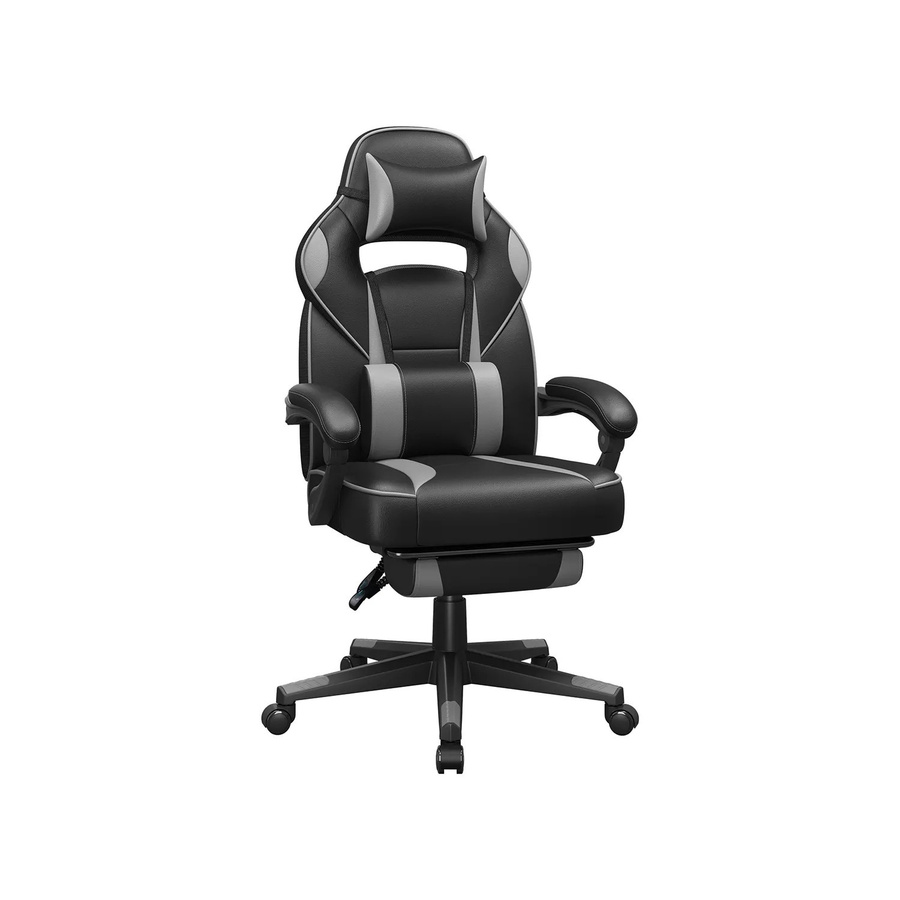 SONGMICS Gaming-Stuhl aus Kunstleder mit Kopfkissen in Schwarz-Grau - Bild 3