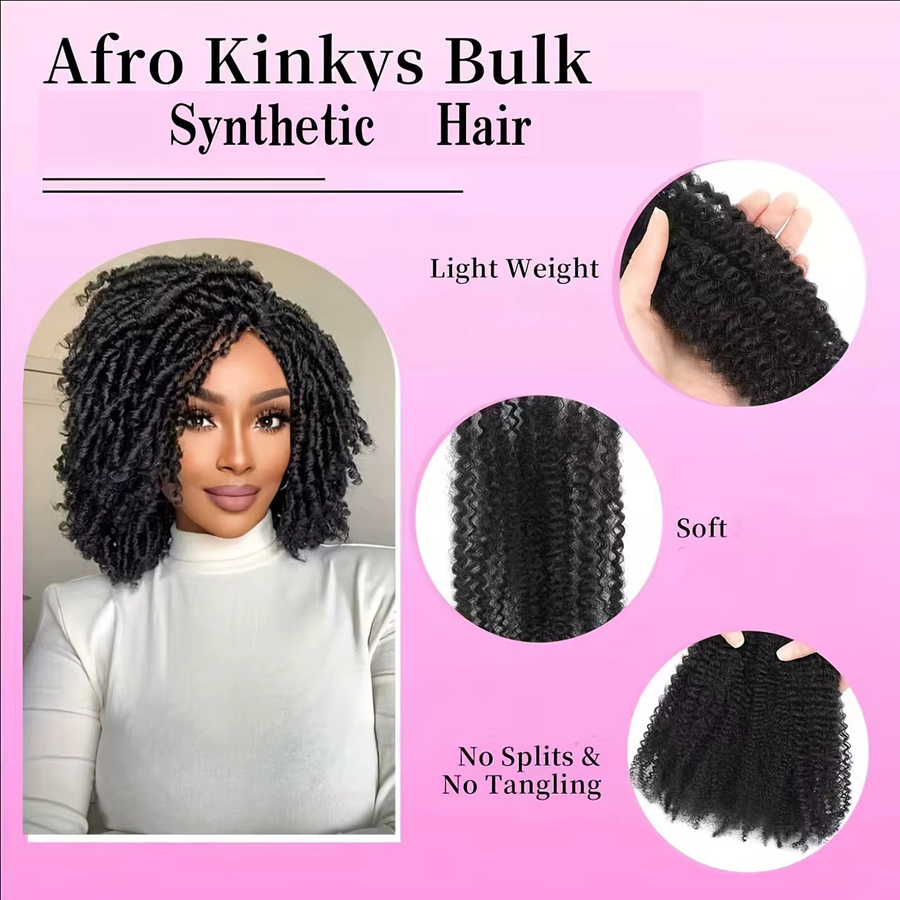Afro Kinkys Bulk Kunsthaar für Dreadlock-Erweiterungen, Unisex - Bild 2