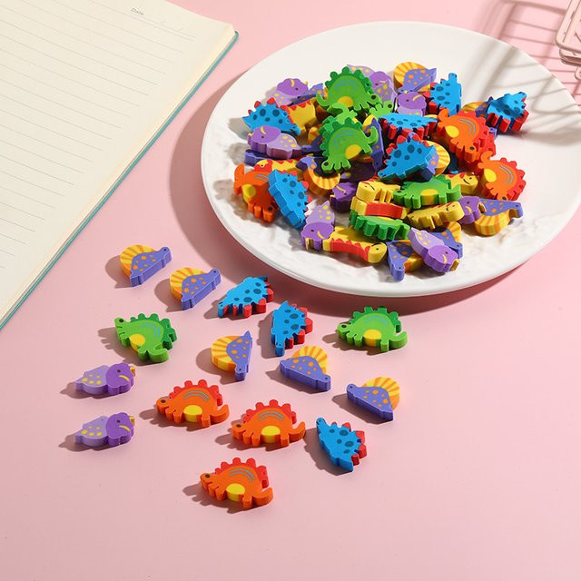 Kawaii Dinosaurier Radiergummi im Cartoon-Design für die Schule und das Büro, Mehrfarbig - Bild 1