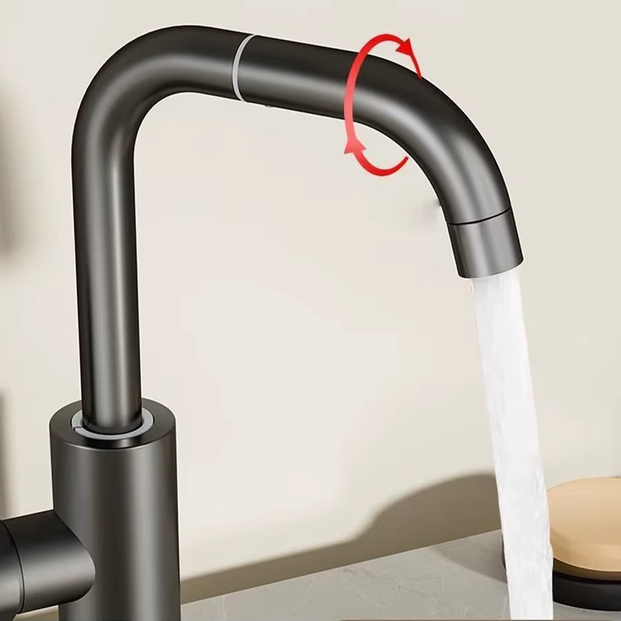 Freischreitbarer Wasserhahn für Bad und Küche mit 360 Grad Schwenkarm zum Warm- und Kaltmischen in Silber oder Schwarz - Bild 2