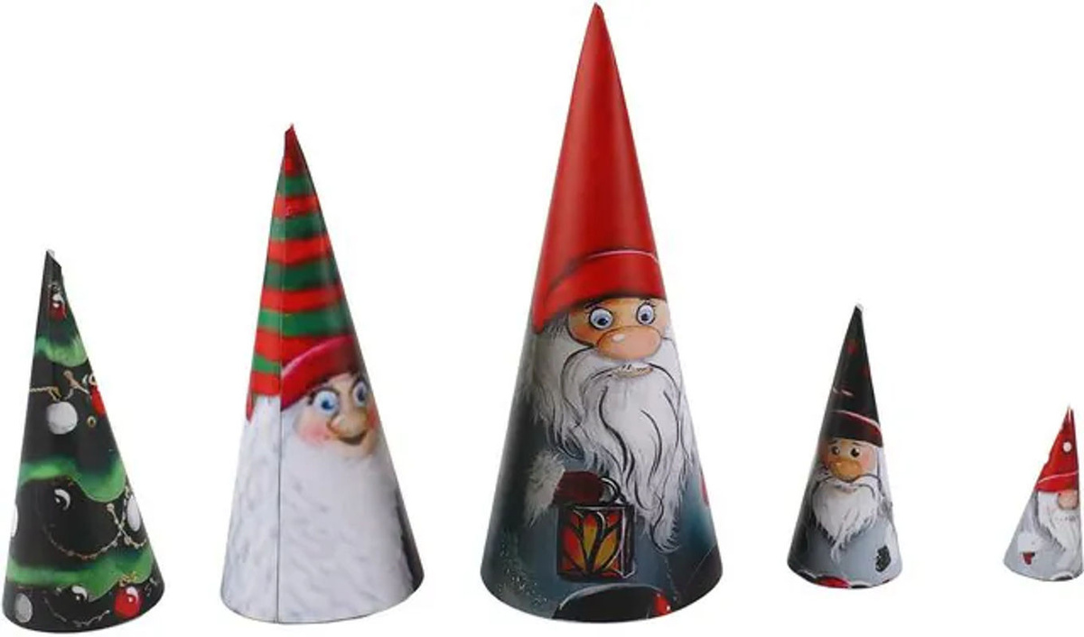 Qiilu 5er Set Weihnachtliche Matroschka Zwerg-Stapelpuppen, Mehrfarbig, Dekoration für Weihnachten, Hochzeiten und Jubiläen - Bild 1