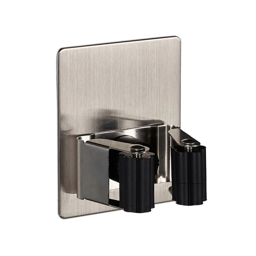 Relaxdays Gerätehalter 2er Set aus Edelstahl und Kunststoff in Silber und Schwarz, selbstklebend, B/H/T: 8 x 6,5 x 4 cm - Bild 2