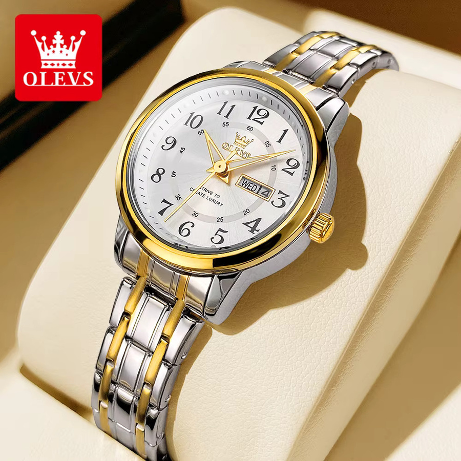 OLEVS Armbanduhr, Edelstahl, Gold, Quarz, Damen - Bild 2