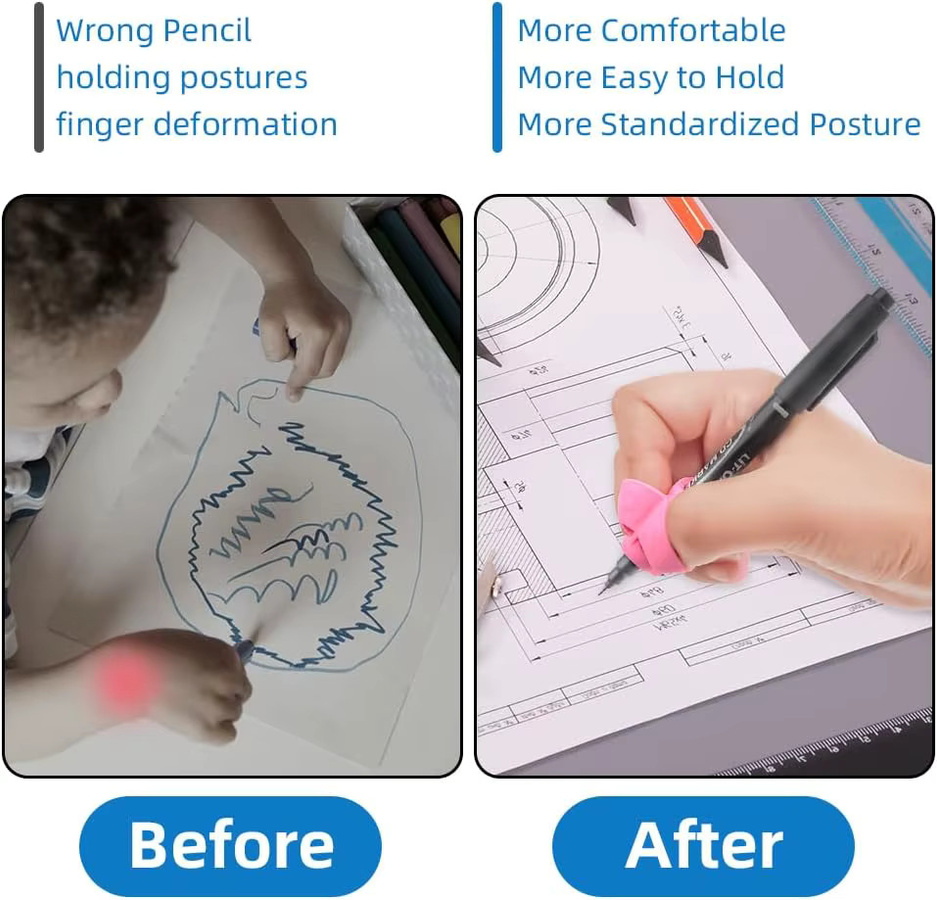 8er Set Grip Stifte zur Schreibhaltung als Korrekturhilfe für eine bessere Handschrift aus Gummi - Bild 2