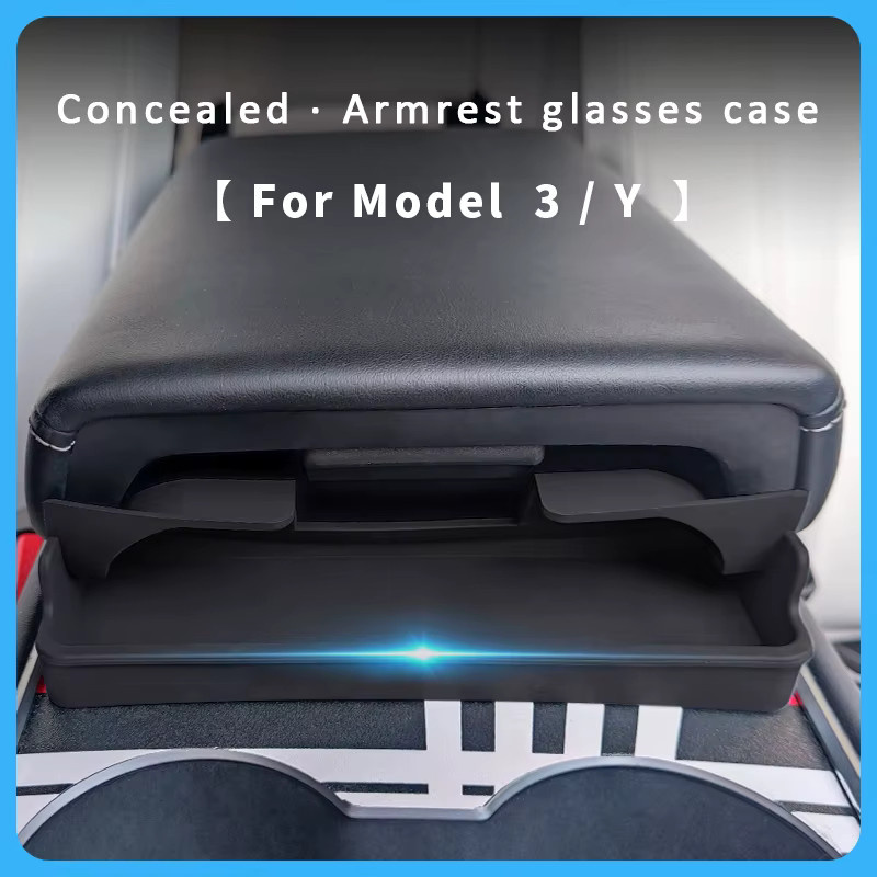 Tesla Modell 3 und Modell Y Armlehnen-Ablage zur Aufbewahrung von Gläsern in Schwarz - Bild 5