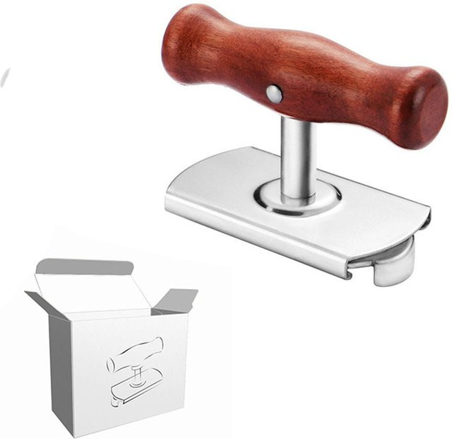 CosyHome Multifunktions-Dosenöffner und Flaschenöffner aus Edelstahl mit ergonomischem Holzgriff in Braun und Silber - Bild 1