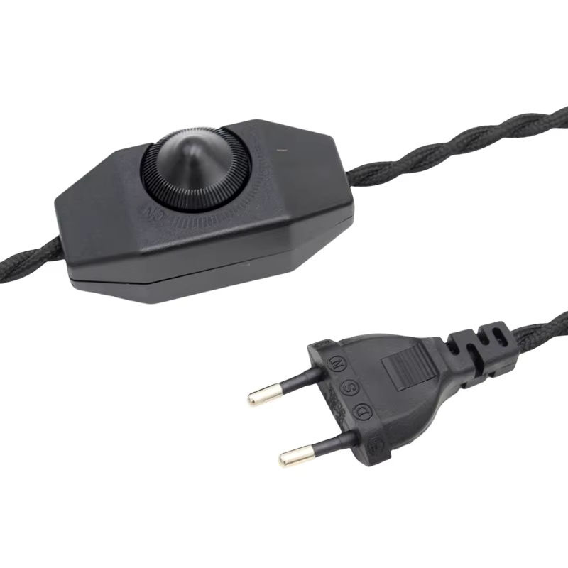 REACHYEA Vintage Netzkabel mit Dimmerschalter, grün, Länge: 2 m bis 3 m, EU-Stecker für 220 V-250 V - Bild 2
