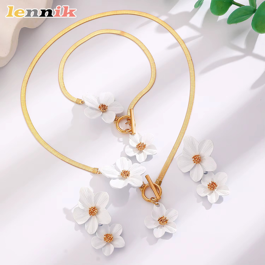 LENNIK Schmuck-Set Halskette, Ohrringe, Fußkettchen, Gold, Damen - Bild 2