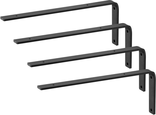 Buying Solutions MB Regalhalterung aus Stahl, 4 Stück L-Regalhalterungen in Mattschwarz, Dicke: 5 mm, Größe: 10 x 6 Zoll - Bild 1