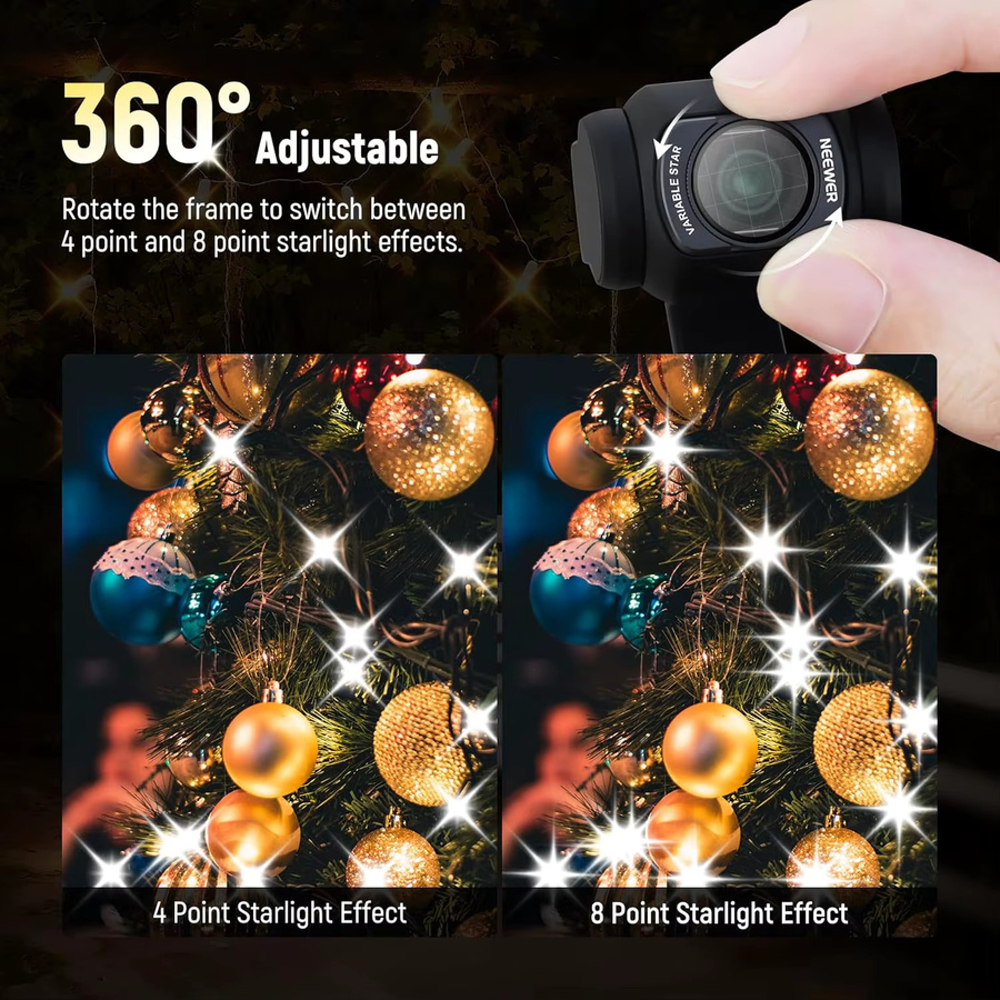 NEEWER Magnetischer Einstellbarer Sternfilter 4/8 Punkt für DJI Osmo Pocket 3 in Schwarz - Bild 4