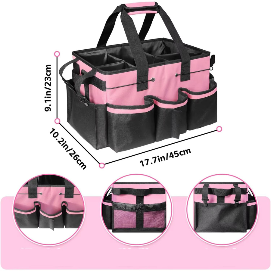 XMSJ Reinigungs-Caddy-Tasche in Pink mit Griff und mehreren Fächern - Bild 4