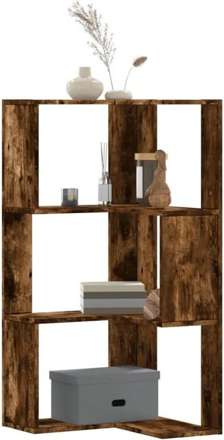 vidaXL Eck-Bücherregal mit 3 Böden in Räuchereiche, modern und wandmontierbar, B/T/H: 50 x 50 x 102 cm - Bild 1