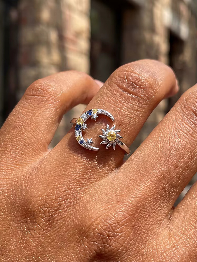 Ring 925 Silber, Mond und Sonne, Damen - Bild 2
