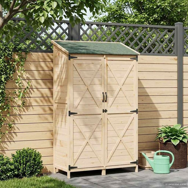 Gartenschuppen VD Home Furnishing aus massivem Fichtenholz in Braun und Beige mit Fenster, Pultdach, B/T/H: 106 x 56 x 176,5 cm - Bild 1