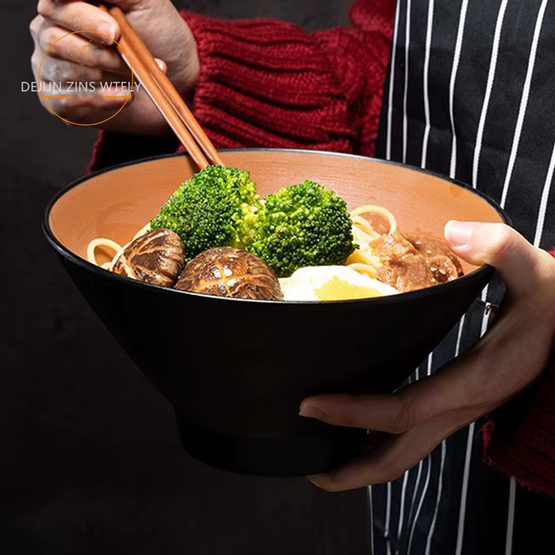 DEJUN ZINS WTELY Melamin Nudelschüssel in Schwarz für Ramen, Sushi und Salat - Bild 4